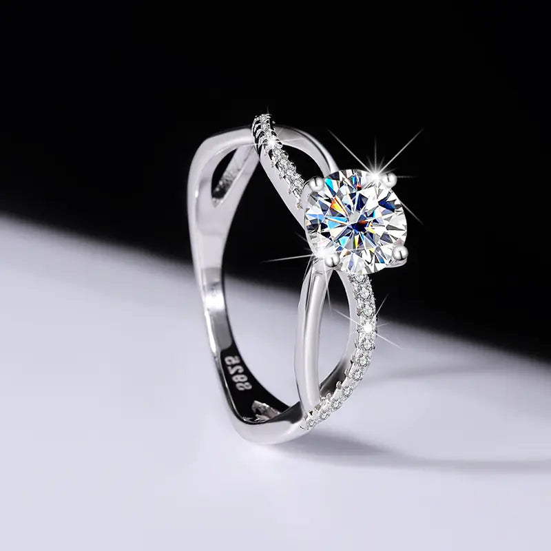 Authentic Moissanite Ring in Sterling Silver