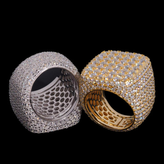 Silver Gold-Plated Iced Hip Hop Men’s Ring