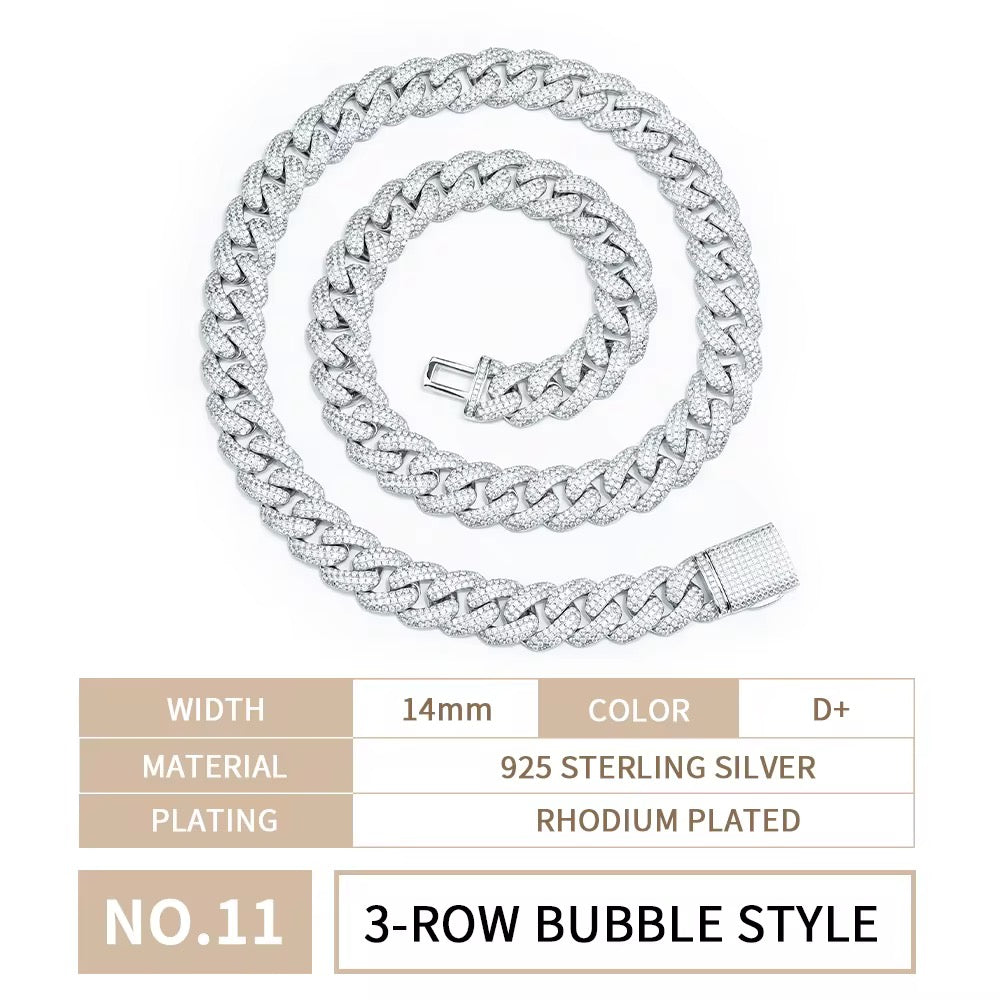 Moissanite Men’s Miami Cuban Link Chain Set