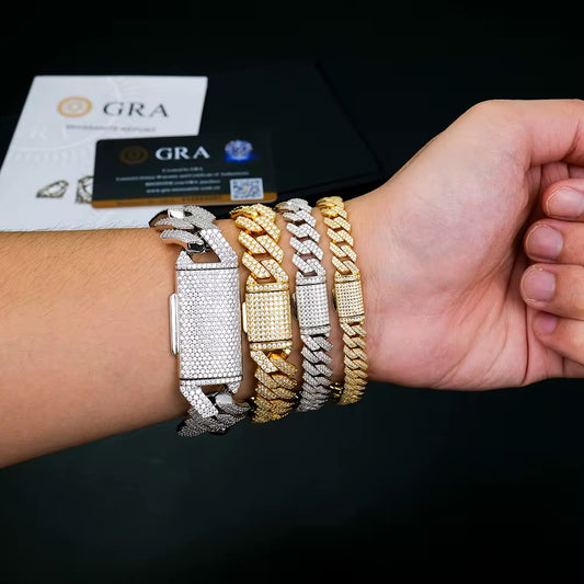 Silver Sharp Angled Cuban Link Chain & Bracelet