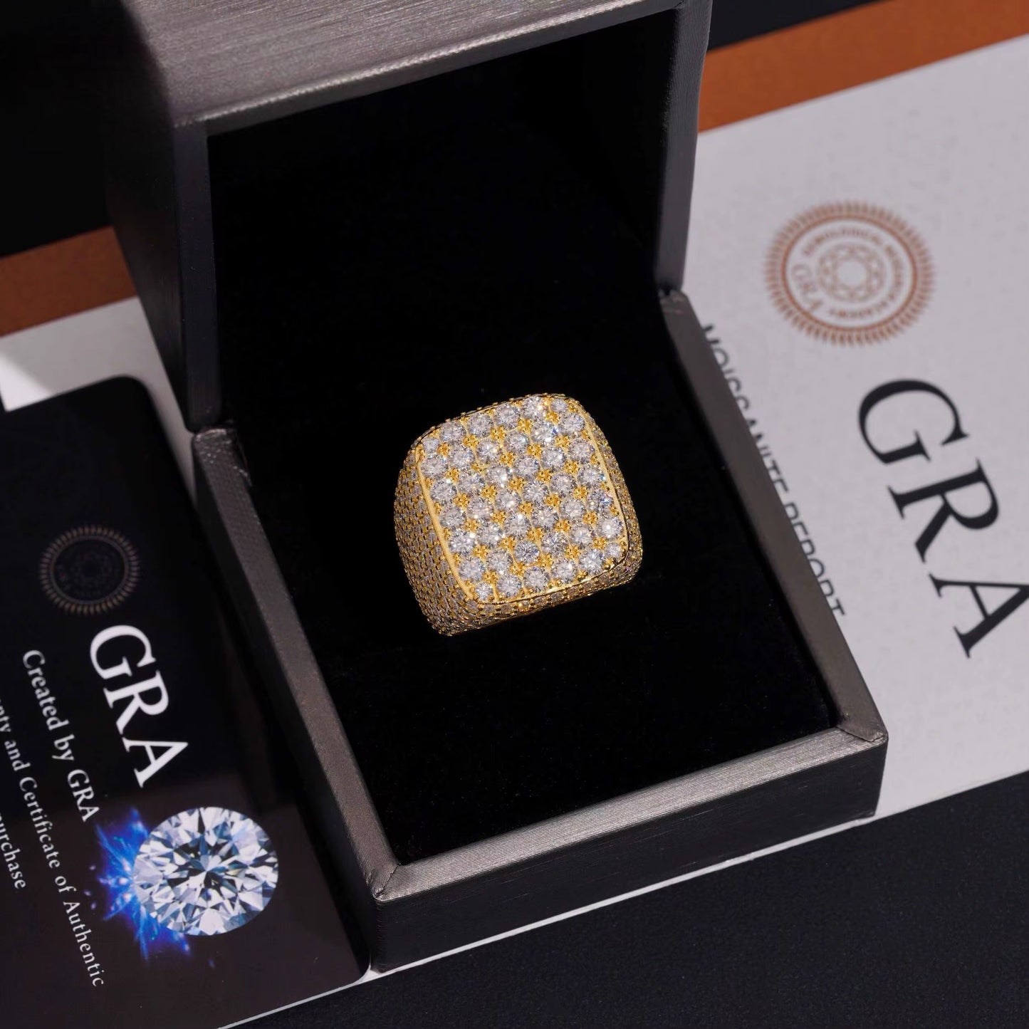 Silver Gold-Plated Iced Hip Hop Men’s Ring