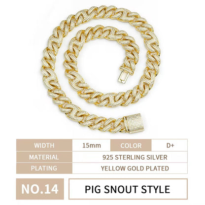 Moissanite Men’s Miami Cuban Link Chain Set