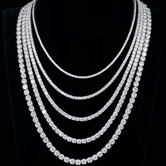 Silver VVS Lab-Grown Moissanite Tennis Necklace