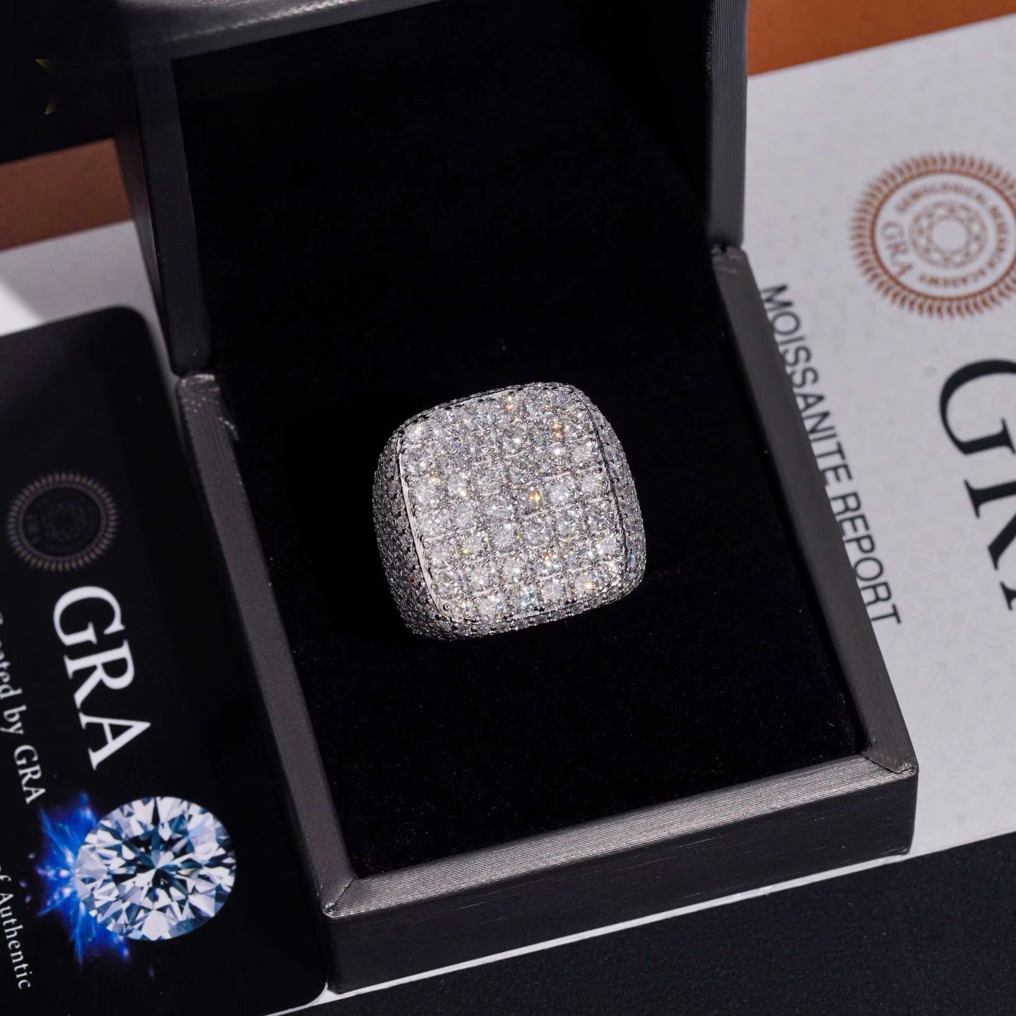 Silver Gold-Plated Iced Hip Hop Men’s Ring