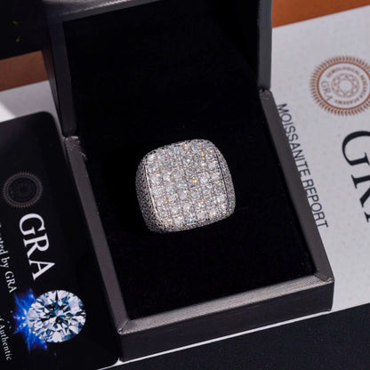 Silver Gold-Plated Iced Hip Hop Men’s Ring