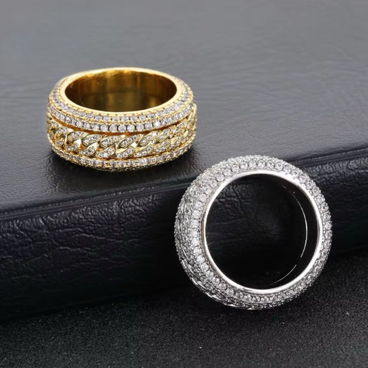 925 Sterling Silver Moissanite Hip-Hop Ring - 18K Electroplated