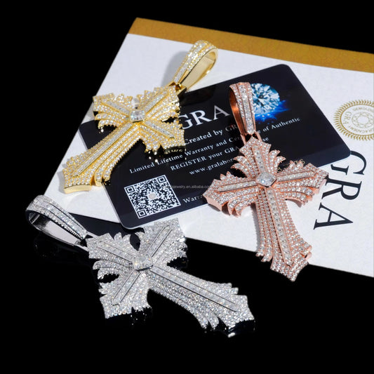 Iced Out VVS Moissanite Cross Necklace