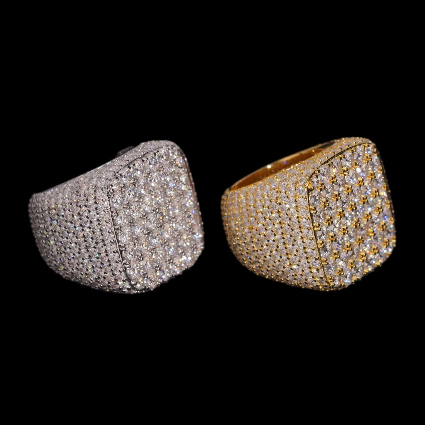 Silver Gold-Plated Iced Hip Hop Men’s Ring