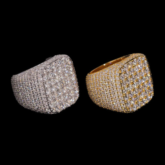 Silver Gold-Plated Iced Hip Hop Men’s Ring