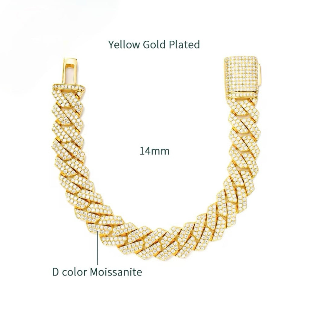Silver Sharp Angled Cuban Link Chain & Bracelet