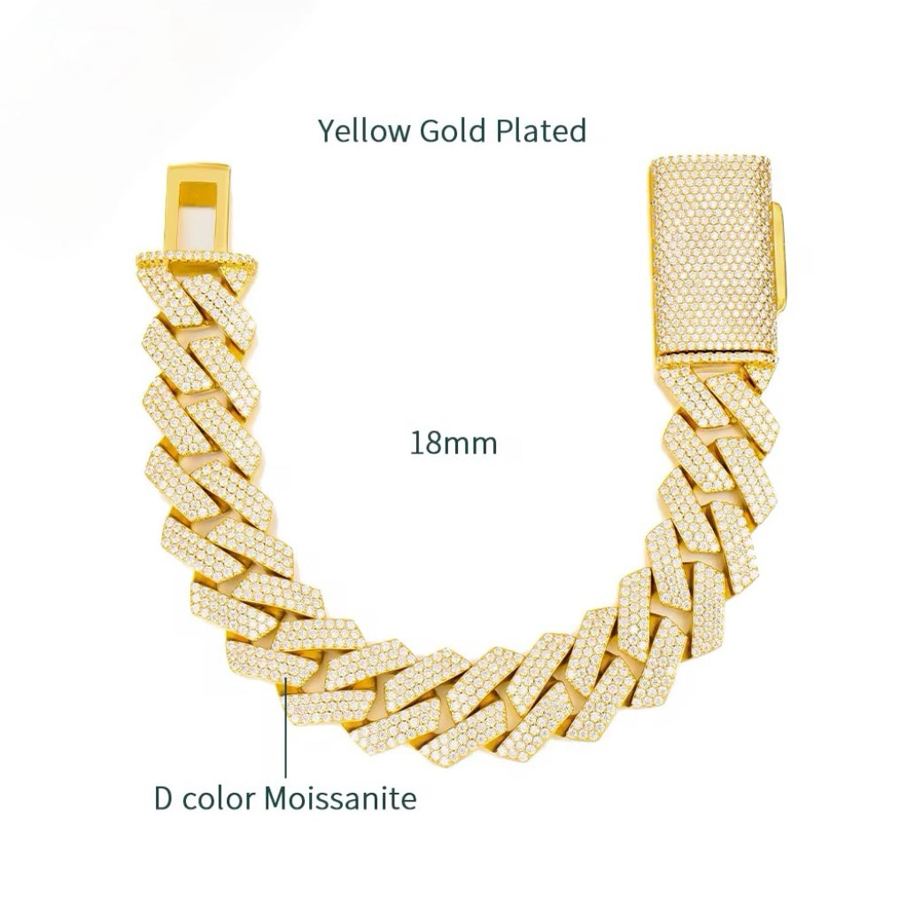 Silver Sharp Angled Cuban Link Chain & Bracelet