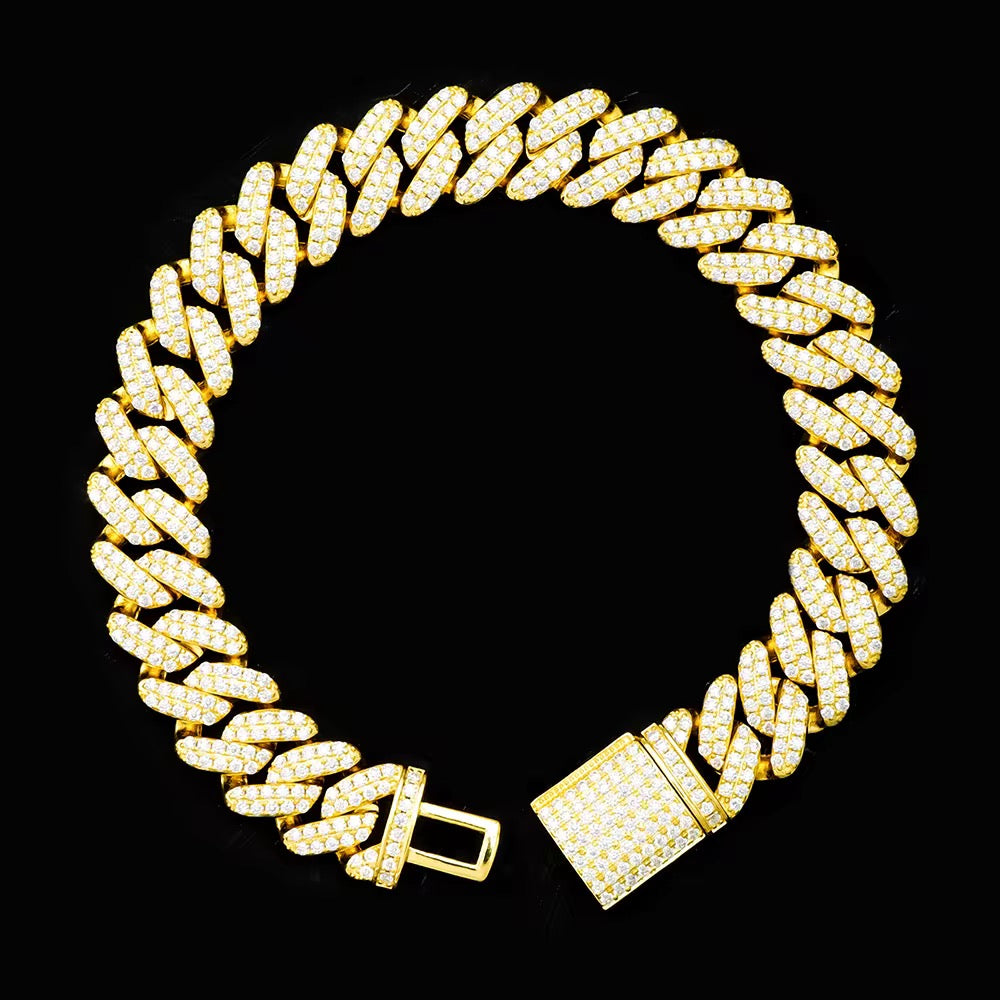 Silver Sharp Angled Cuban Link Chain & Bracelet