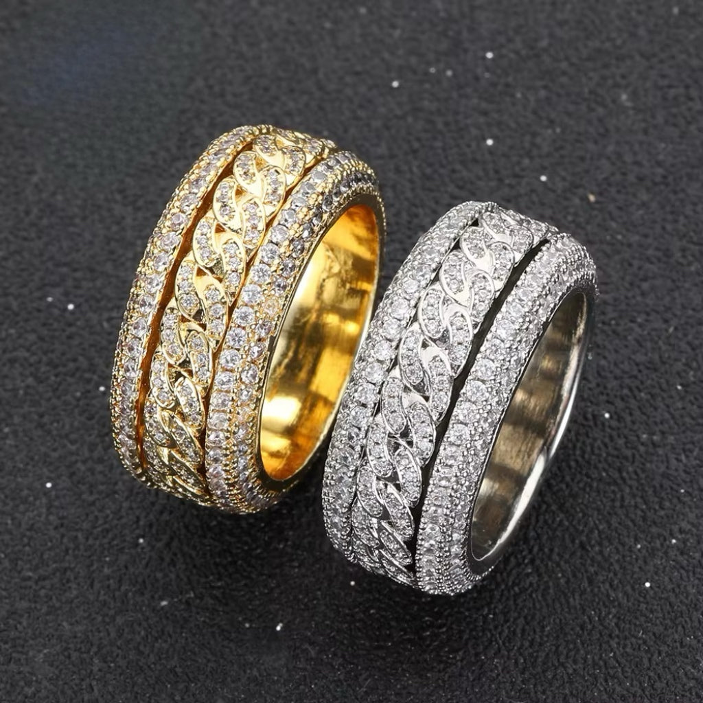 925 Sterling Silver Moissanite Hip-Hop Ring - 18K Electroplated