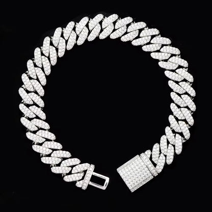 Silver Sharp Angled Cuban Link Chain & Bracelet