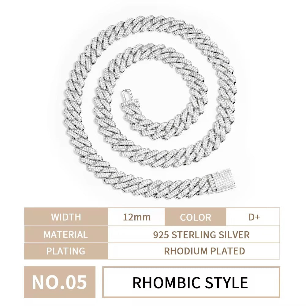 Moissanite Men’s Miami Cuban Link Chain Set