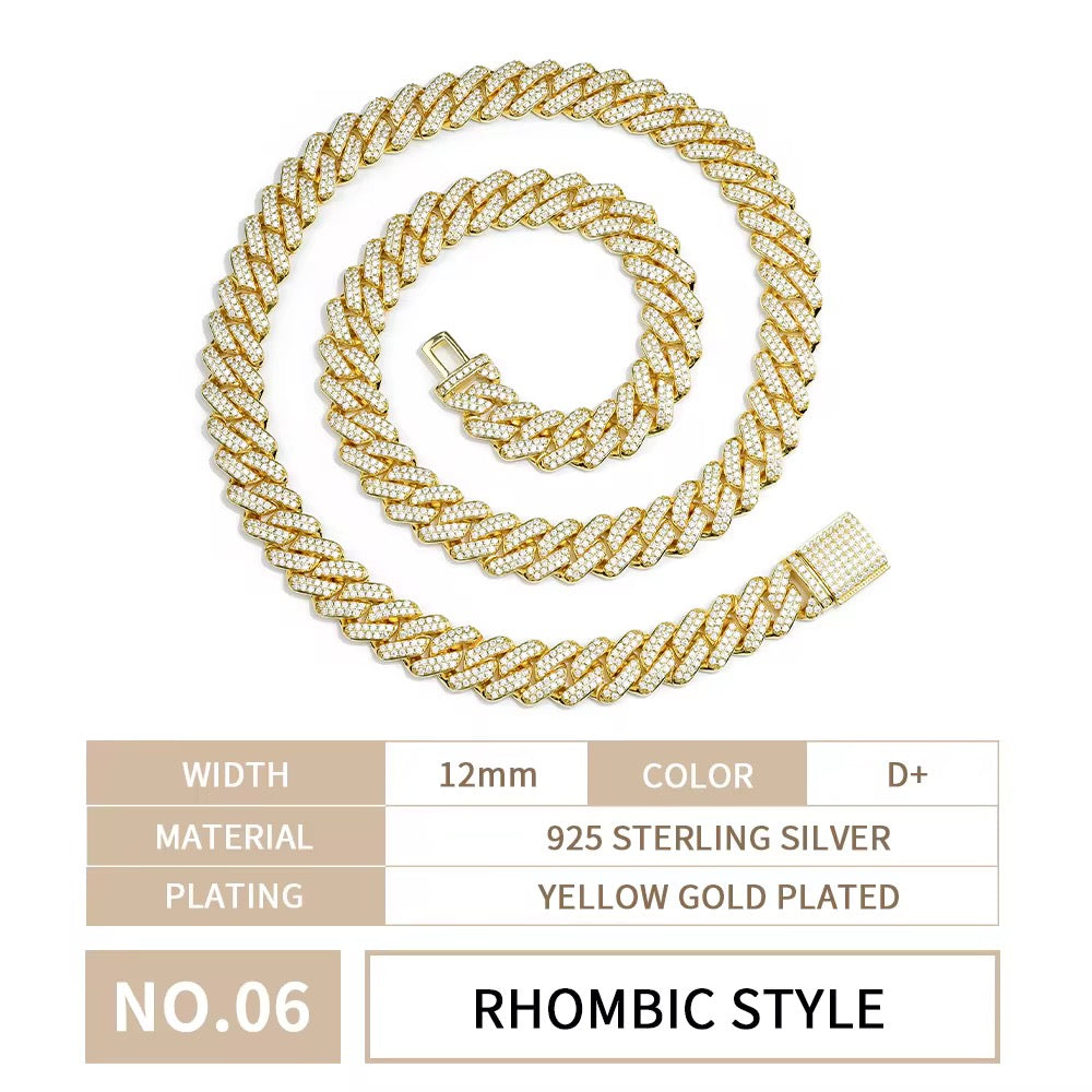 Moissanite Men’s Miami Cuban Link Chain Set