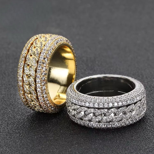 925 Sterling Silver Moissanite Hip-Hop Ring - 18K Electroplated