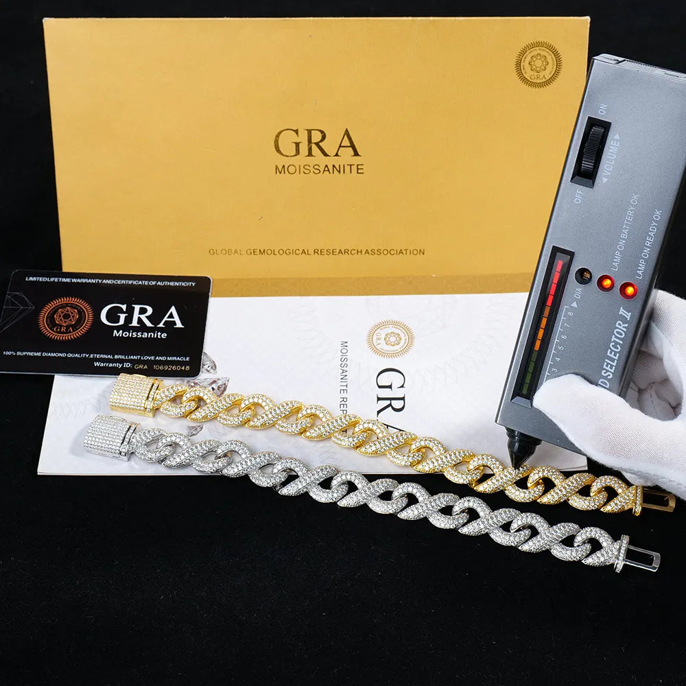 Silver Hip Hop 16mm No.8 Cuban Link Bracelet