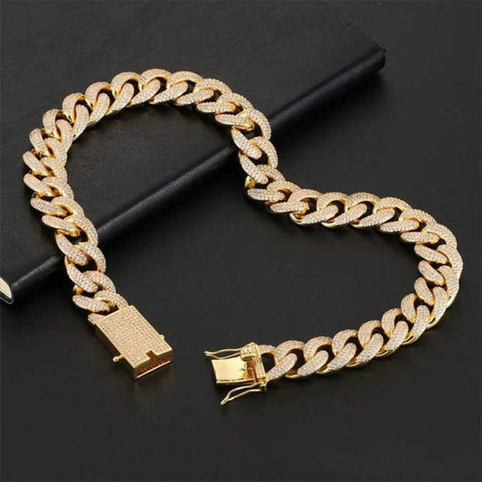 High-Quality Stainless Steel 3A CZ Iced-Out Cuban Link Chain Necklace for Men