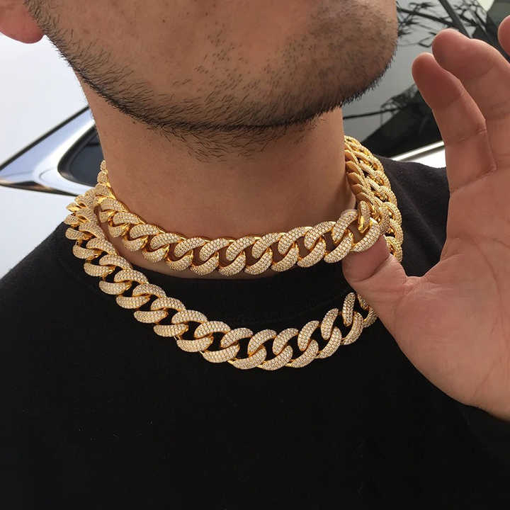 High-Quality Stainless Steel 3A CZ Iced-Out Cuban Link Chain Necklace for Men
