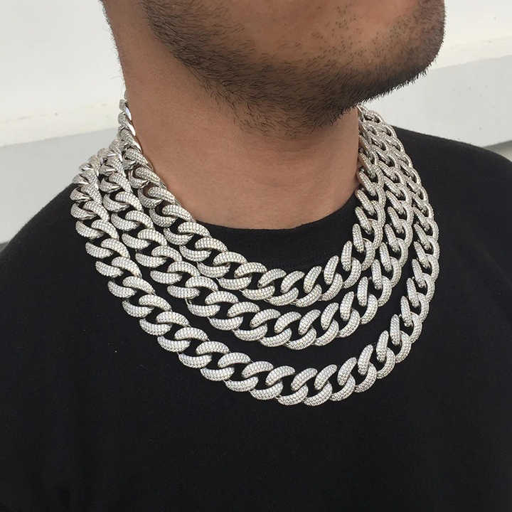 High-Quality Stainless Steel 3A CZ Iced-Out Cuban Link Chain Necklace for Men