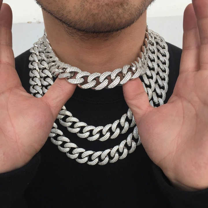High-Quality Stainless Steel 3A CZ Iced-Out Cuban Link Chain Necklace for Men