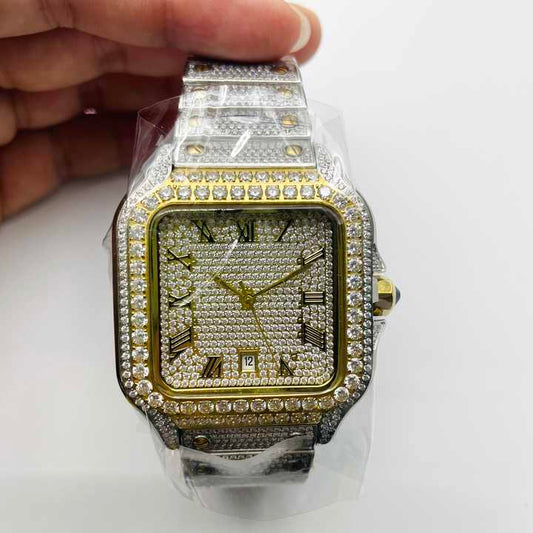 Men's 40mm Gold Skeleton Quartz Watch