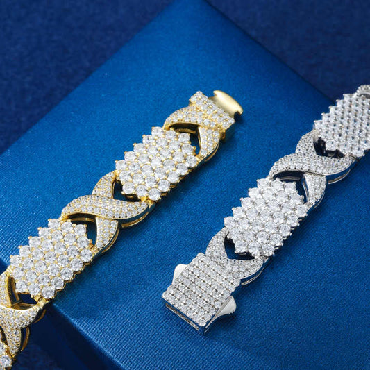 12mm Colored VVS Moissanite Infinity Link Bracelet