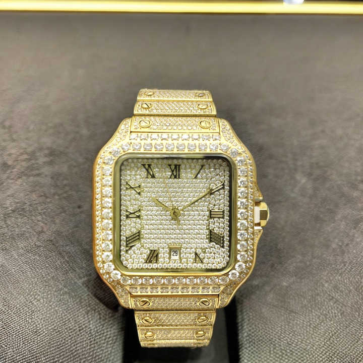 Men's 40mm Gold Skeleton Quartz Watch