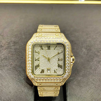 Men's 40mm Gold Skeleton Quartz Watch