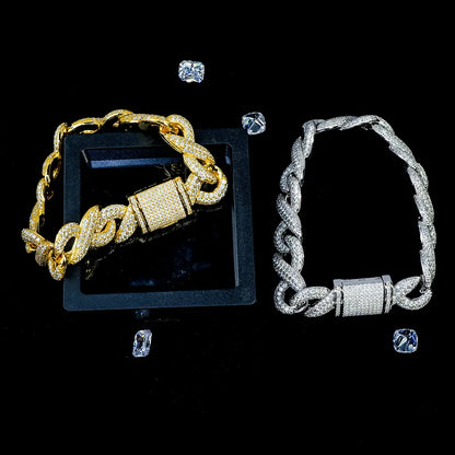 Silver Hip Hop 16mm No.8 Cuban Link Bracelet