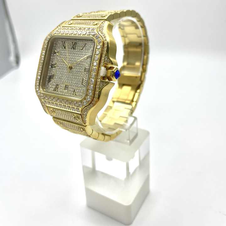 Men's 40mm Gold Skeleton Quartz Watch