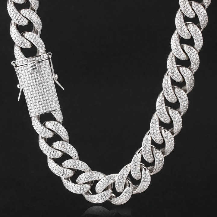 High-Quality Stainless Steel 3A CZ Iced-Out Cuban Link Chain Necklace for Men