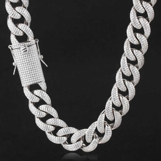 High-Quality Stainless Steel 3A CZ Iced-Out Cuban Link Chain Necklace for Men