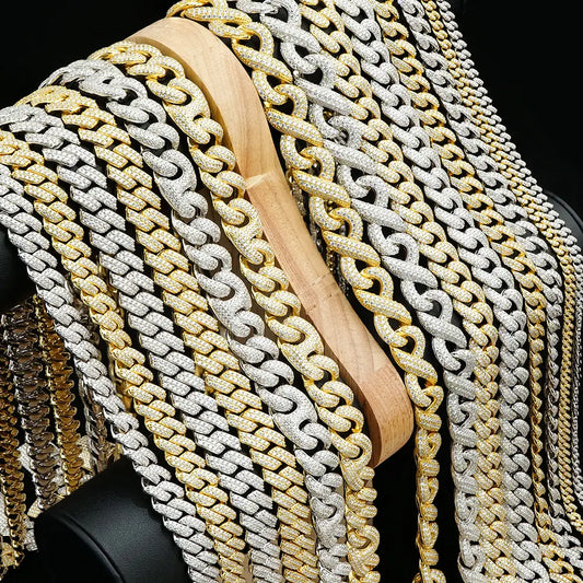 Moissanite Men’s Miami Cuban Link Chain Set
