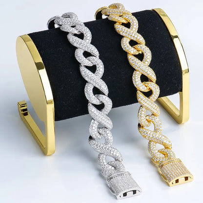 Silver Hip Hop 16mm No.8 Cuban Link Bracelet