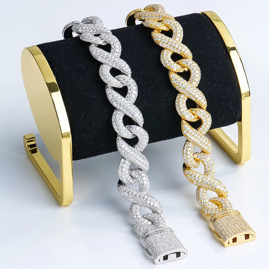Silver Hip Hop 16mm No.8 Cuban Link Bracelet