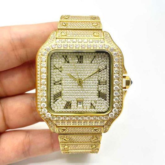 Men's 40mm Gold Skeleton Quartz Watch
