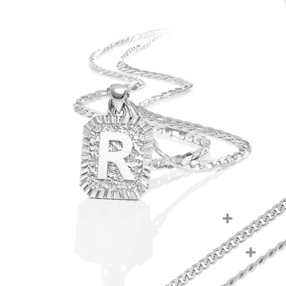 Initial Necklaces for Women and Men White Gold Plated