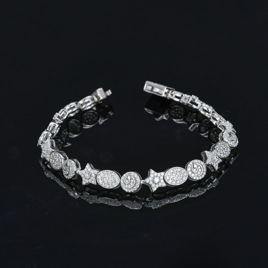 8mm 925 Sterling Silver VVS Moissanite Star Iced Bracelet