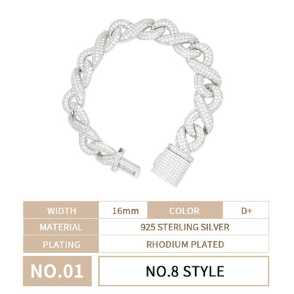 Silver Hip Hop 16mm No.8 Cuban Link Bracelet